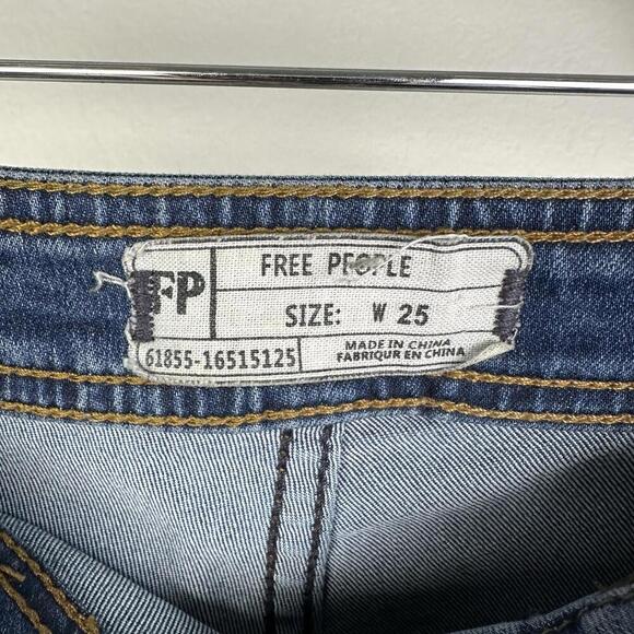 Size W25 Womens Free People Blue Wash Skinny Jeans Stretched Denim - Picture 5 of 5